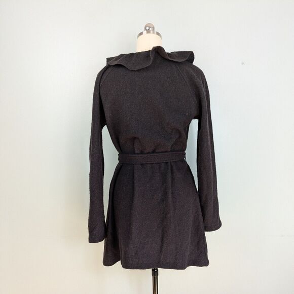 Cynthia Rowley Wool Cardigan Sweater L Brown Jacket Duster Ruffle Whimsigoth - Picture 4 of 8